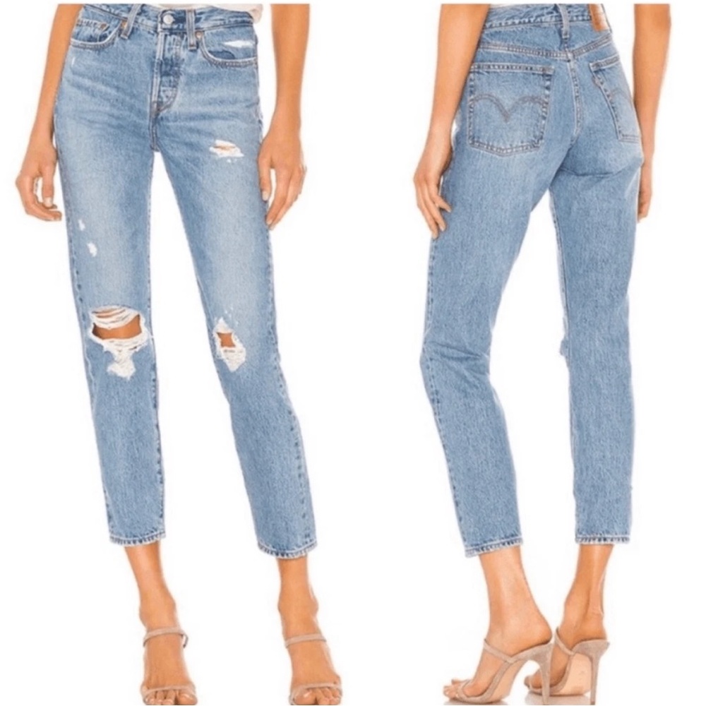 Levi’s Wedgie Icon Fit Distressed Straight Jeans Denim, Size 25